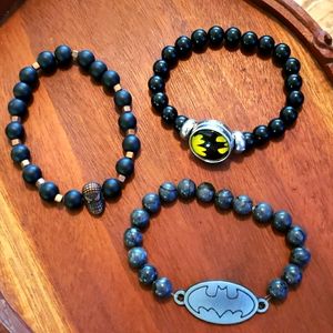 Comic book inspired black beaded bracelets